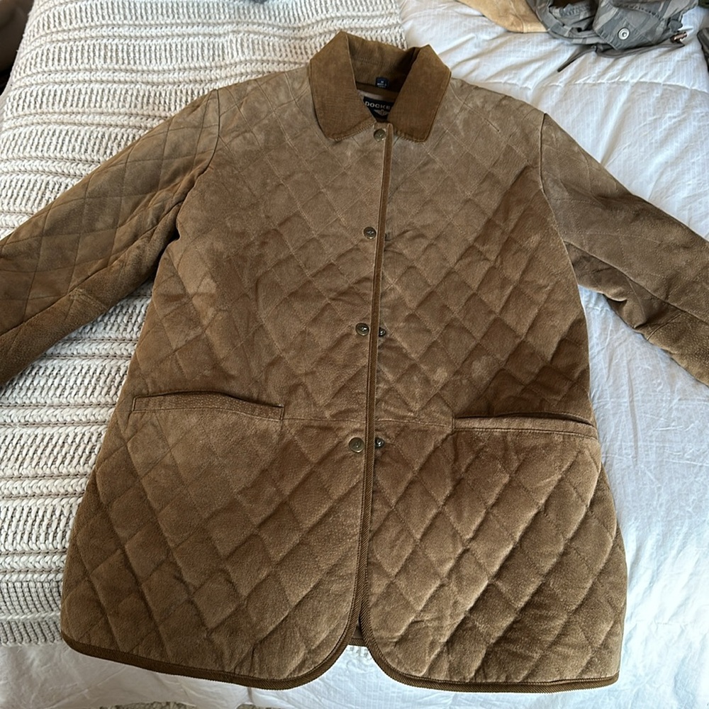 Vintage men’s dockers genuine suede leather jacket coat medium quilted corduroy